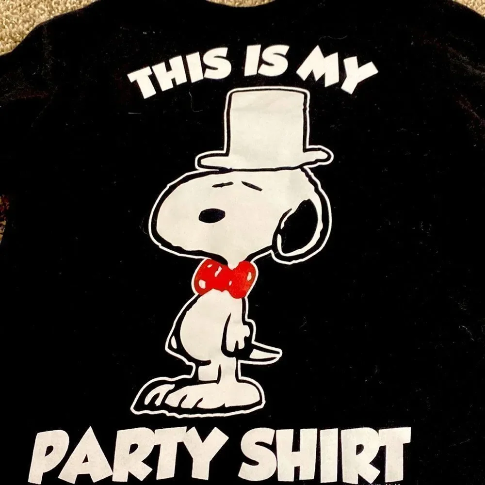 Peanuts SNOOPY Christmas 🎄 Holiday Casual party shirt 5T Black